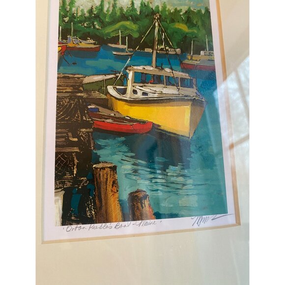 Framed Orton Point Boat - Maine Art Print Of Coastal Boat Scene Signed By Artist - Picture 3 of 7